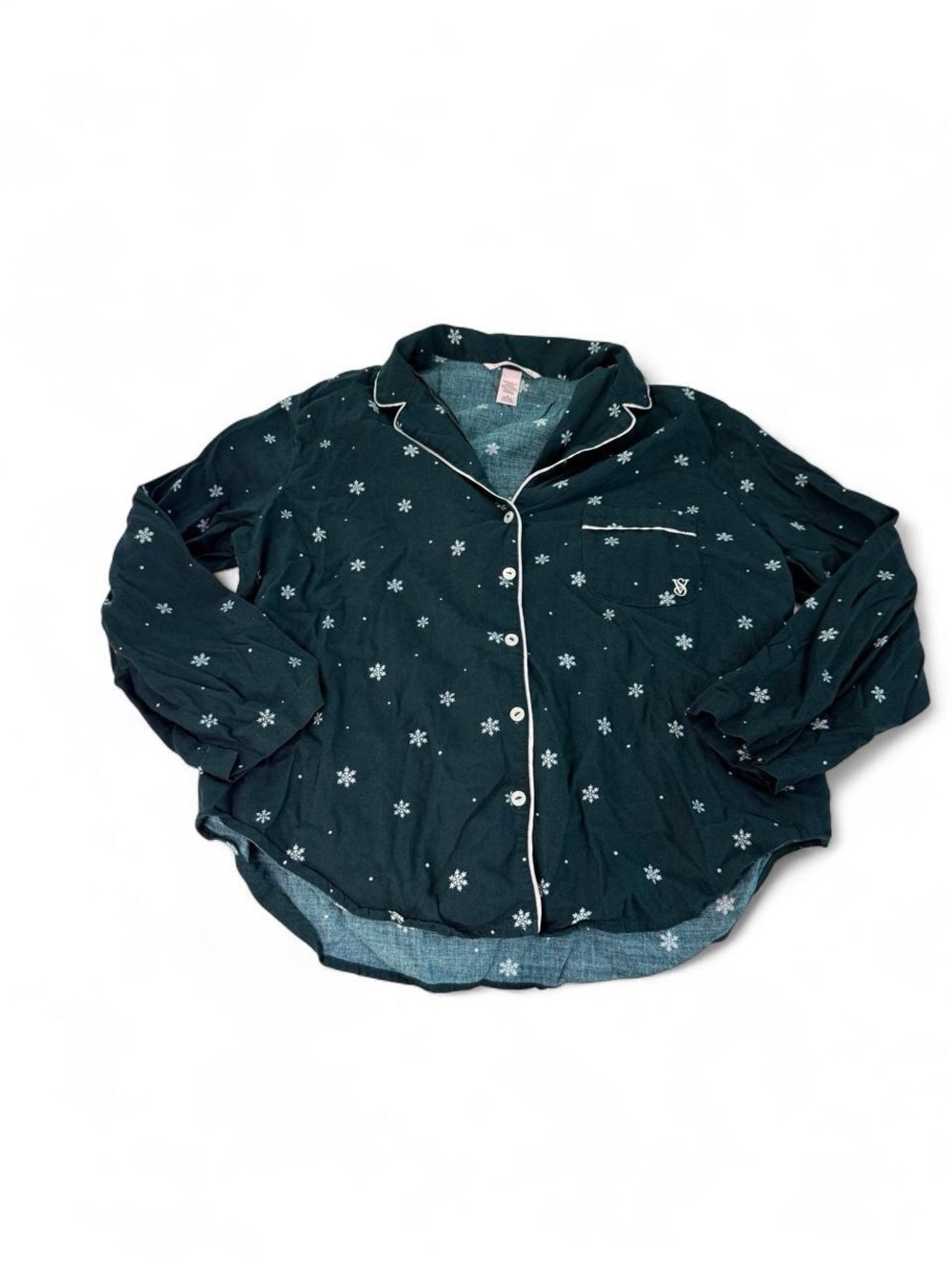 Victoria’s Secret Dark Green Snowflake Flannel Pajama Top